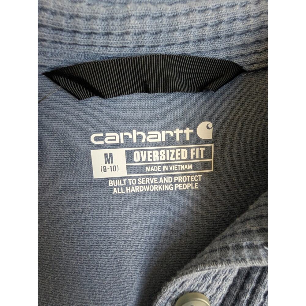 NWT Carhartt Shirt Womens Medium Dusty Blue Waffle Knit Oversized Fit TK7134-W - Picture 3 of 7